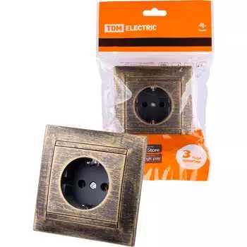 Розетка TDM ELECTRIC 2П+З 16А 250В старинная бронза Лама SQ1815-0764