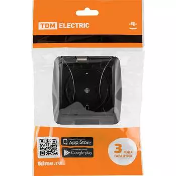 Розетка TDM ELECTRIC 2П+3 открытой установки IP54 16А с прозрачной крышкой графит "Селигер" SQ1818-0307