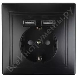 Розетка+usb intro 141005 ip20, су, plano, антрацит б0044578