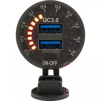 Розетка usb РИФ 2 QC 3.0 с вольтметром RIF22-4-01460