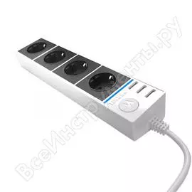 Розеточный блок 4-х местный + 3 usb werkel wl20-04-03 a041432
