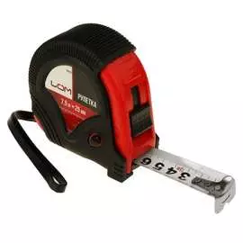 Рулетка lom обрезиненный корпус, 3 фиксатора, 7.5 м х 25 мм 1935515