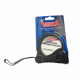 Рулетка verta 7,5мх25мм, двойной стоп, обрезиненный корпус v7-405