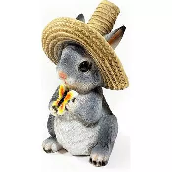 Садовая фигура ФлораПласт Зайка в шляпе с бабочкой 67817