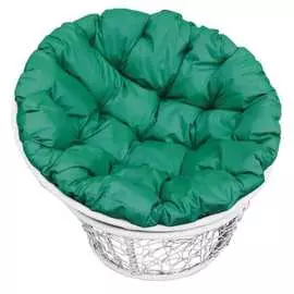 Садовое кресло m-group папасан белое, ротанг, зеленая подушка 7930095242876