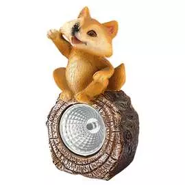 Садовый фонарь чудесный сад 304 лисенок светодиодный на солнечной батарее, полирезина 4606400627036