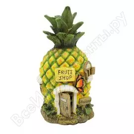 Садовый фонарь чудесный сад 610 ананасовый домик, диодный, на солнечной батарее, полирезина 4606400207481