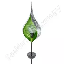 Садовый фонарь чудесный сад 654-g бутон зеленый вращающийся, светодиод, rgb, на солнечной батарее 4606400206705