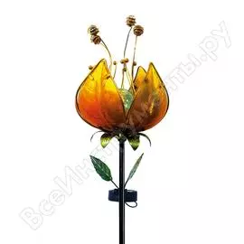 Садовый фонарь чудесный сад 685-y тюльпан, желтый диод, на солнечной батарее, стекло/металл 4606400420910