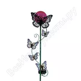 Садовый фонарь чудесный сад 689-l бабочки, сиреневый диод, rgb, на солнечной батарее, стекло/металл 4606400420880
