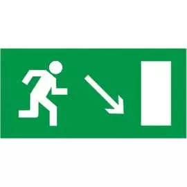 Самоклеящаяся этикетка iek направление к эвакуационному выходу направо вниз, 200x100 мм ypc30-2010nev-naprvn