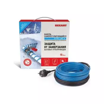 Саморегулирующийся греющий кабель на трубу REXANT 15MSR-PB 4M 51-0617