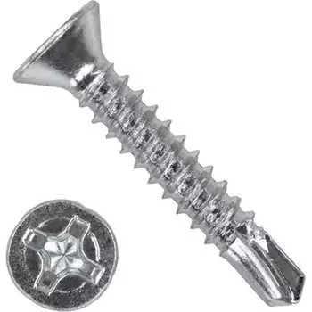 Саморез КВАДРА DIN 7504 P 4.2x16 цинк, коp. 1000 шт., потай, шлиц PH2, сверло 504201631000