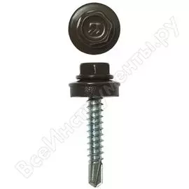 Саморезы зубр для крепления кровельных материалов к деревянной обрешетке, цвет ral 8028 земельно-коричневый, оцинкованный, 4,8x80мм, 700шт 4-300310-48-080-8028