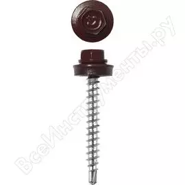 Саморезы зубр для крепления кровельных материалов к деревянной обрешетке, цвет ral 3005 темно-красный, оцинкованный, 4,8x29мм, 400шт 4-300315-48-029-3005