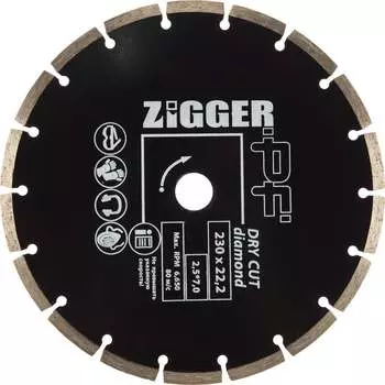 Сегментированный диск алмазный ZIGGER 230х22.2х2.5х7 мм 11592226