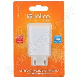 Сетевая зарядка intro usb, 2 usb, 2.1a б0035553