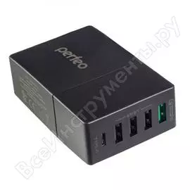Сетевая зарядная станция perfeo fast 5, 3xusb, qc3.0, type c, черный, 30012268