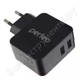 Сетевое зарядное устройство perfeo с разъемом 2xusb 3.4а черный cube 2 pf_a4133 30 011 215