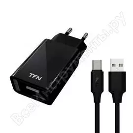 Сетевое зарядное устройство tfn 1а + кабель typec black -wc1u1ausbcbk