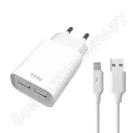 Сетевое зарядное устройство tfn 2 usb 2.4а + кабель 8pin white -wc2u24aligwh