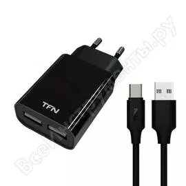 Сетевое зарядное устройство tfn 2 usb 2.4а + кабель microusb black -wc2u24amicbk