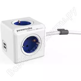 Сетевой удлинитель allocacoc powercube extended usb blue 1402bl/deeupc