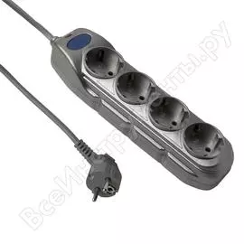 Сетевой удлинитель с выключателем, с заземлением и с защитой от детей, серебро electraline 62060