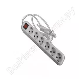 Сетевой удлинитель v.i.-tok у6-евк 6-ти розеточный с выключателем с заземлением 3м 61103