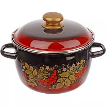 Сферическая эмалированная кастрюля СТАЛЬЭМАЛЬ Рябинушка 7MC201P ТП479