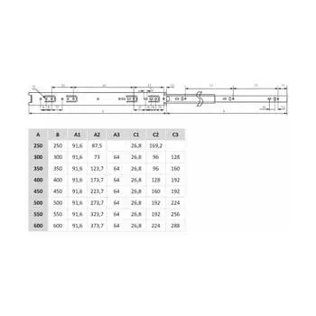 Шариковая направляющая полного выдвижения STARFIX SMF-10425