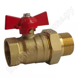 Шаровый кран профитт 1/2, латунь, вр/нр, бабочка, с накидной гайкой 4826571