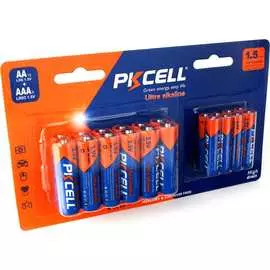 Щелочной алкалиновый элемент питания PKCell LR6(12)+LR03(8)