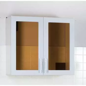 Шкаф для посуды SANTREK 80 серебристый металлик (со стеклом) фасад МДФ 47982