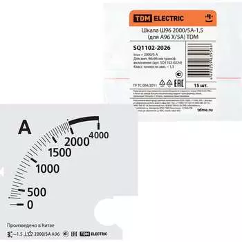Шкала для а96 х/5а TDM ELECTRIC ш96 2000/5а-1.5 SQ1102-2026