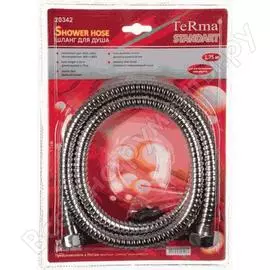Шланг для душа terma standart m22xm22, нержавеющая сталь, 14 мм, 175 см, двойной зажим, блистер 20342 34514