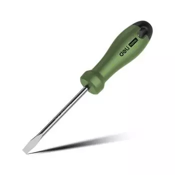 Шлицевая отвертка DELI HOME SERIES GREEN HT1106L 6x150мм эксклюзивный дизайн, софттач пластик 130295