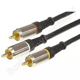 Шнур rexant 3 rca - 3 rca, длина 1,5 метра, черный 17-0233