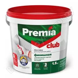 Шпатлевка club 1.5 кг финишная для внутренних работ premia о03947