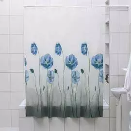 Штора для ванной Доляна Синие маки 3096010