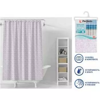 Штора для ванной комнаты PERFECTO LINEA Secret 180x180, с кольцами, розы 36-118108