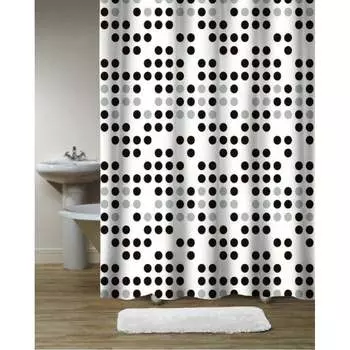 Штора для ванной PRIMANOVA Dots (чёрно-серый) D-18592