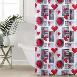 Шторка для ванной Доляна Сердца 2499310