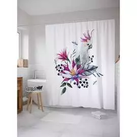 Шторка-занавеска для ванной JOYARTY Попугай в цветах sc_128624