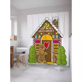 Шторка-занавеска для ванной JOYARTY Пряничный дом sc_38356