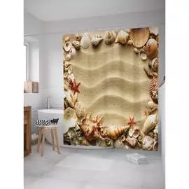 Шторка-занавеска для ванной JOYARTY Морская рамка sc_7089