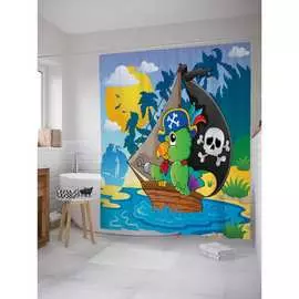 Шторка-занавеска для ванной JOYARTY Корабль попугая sc_12042