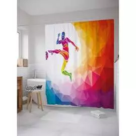 Шторка-занавеска для ванной JOYARTY Радужный футбол sc_37292