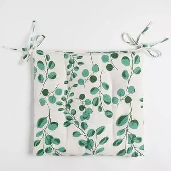 Сидушка на стул Доляна Эвкалипт 42x42 см, 100% хлопок, рогожка 164 г 9215869