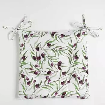 Сидушка на стул Доляна Olives 42x42 см, 100% хлопок, рогожка 164 г 9215880